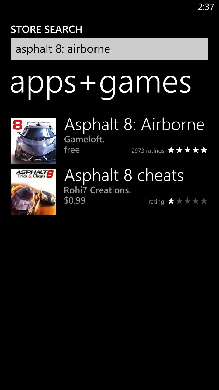 Asphalt 8: Airborne(Windows Phone 8)