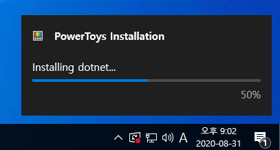 PowerToys Installation 
Installing dotnet... 
9:02 
2020-08-31 